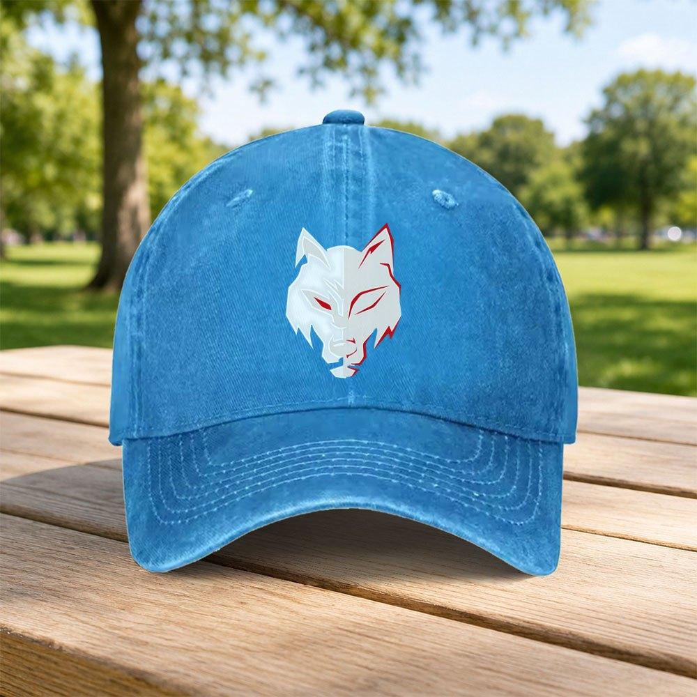 Classic Wolf Head Pattern Washed Baseball Cap Unisex Casual Dad Hat Retro Sports Street Wear