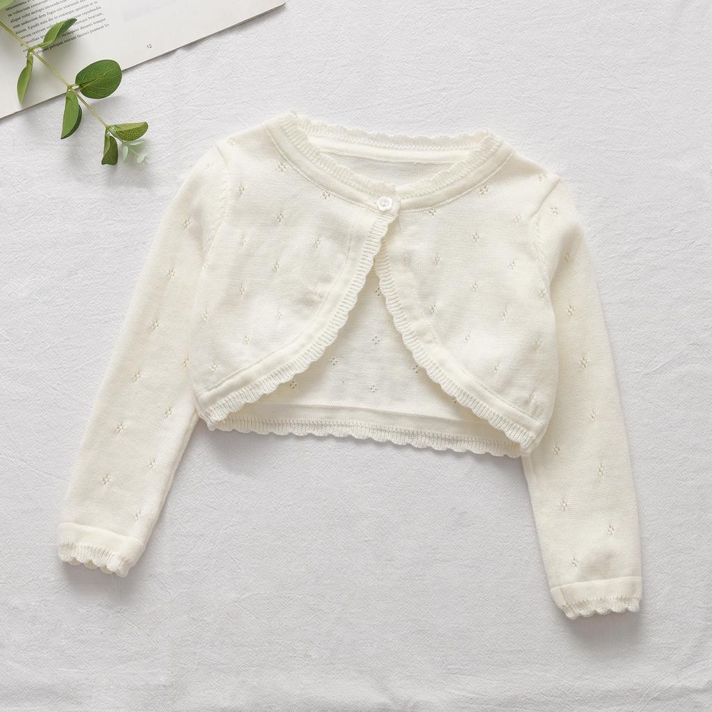 Girls Long Sleeve Cardigan Children's Button Closure Knitted Sweaters Tops