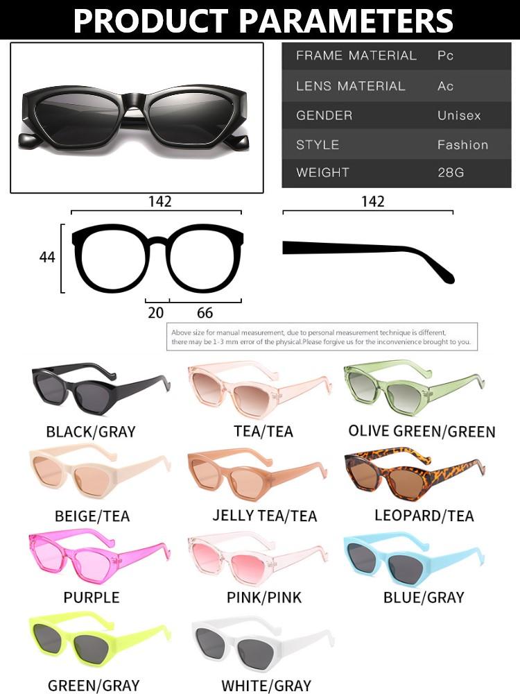 Fashion Cat Eye Sunglasses Women Vintage Clear Candy Color UV400 Polygon Sun Glasses Girl Trending Eyewear Shades