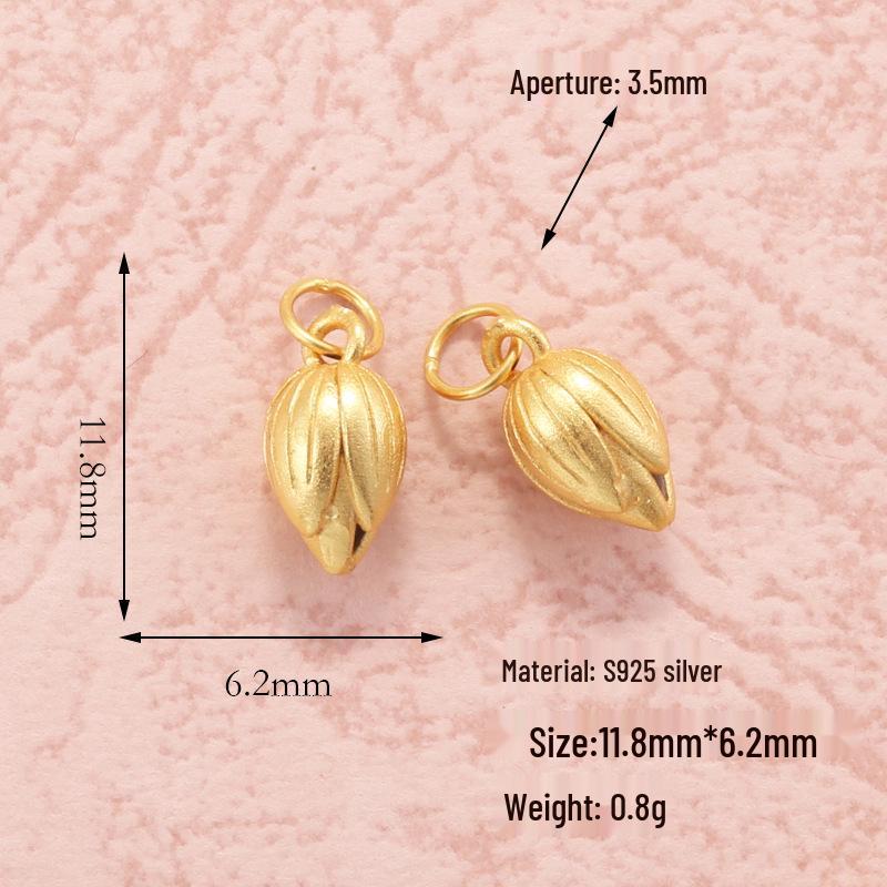 S925 Silver Tulip, Lily, and Lotus Seed Pod Dangle Pendant for DIY Bracelets & Necklaces