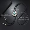2Pcs Cowboy Bolo Tie Necktie Vintage Leather Braided Rope Necklace with Metal Flower Stone Pendant Jewelry Shirt Chain