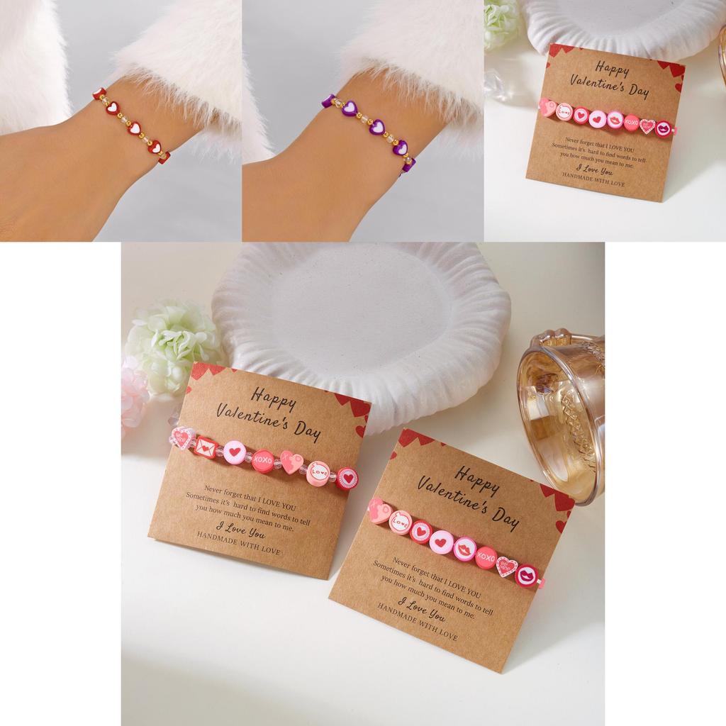 Romantic Heart Shape Polymer Clay Hand Chain With Colorful Design For Valentines Day