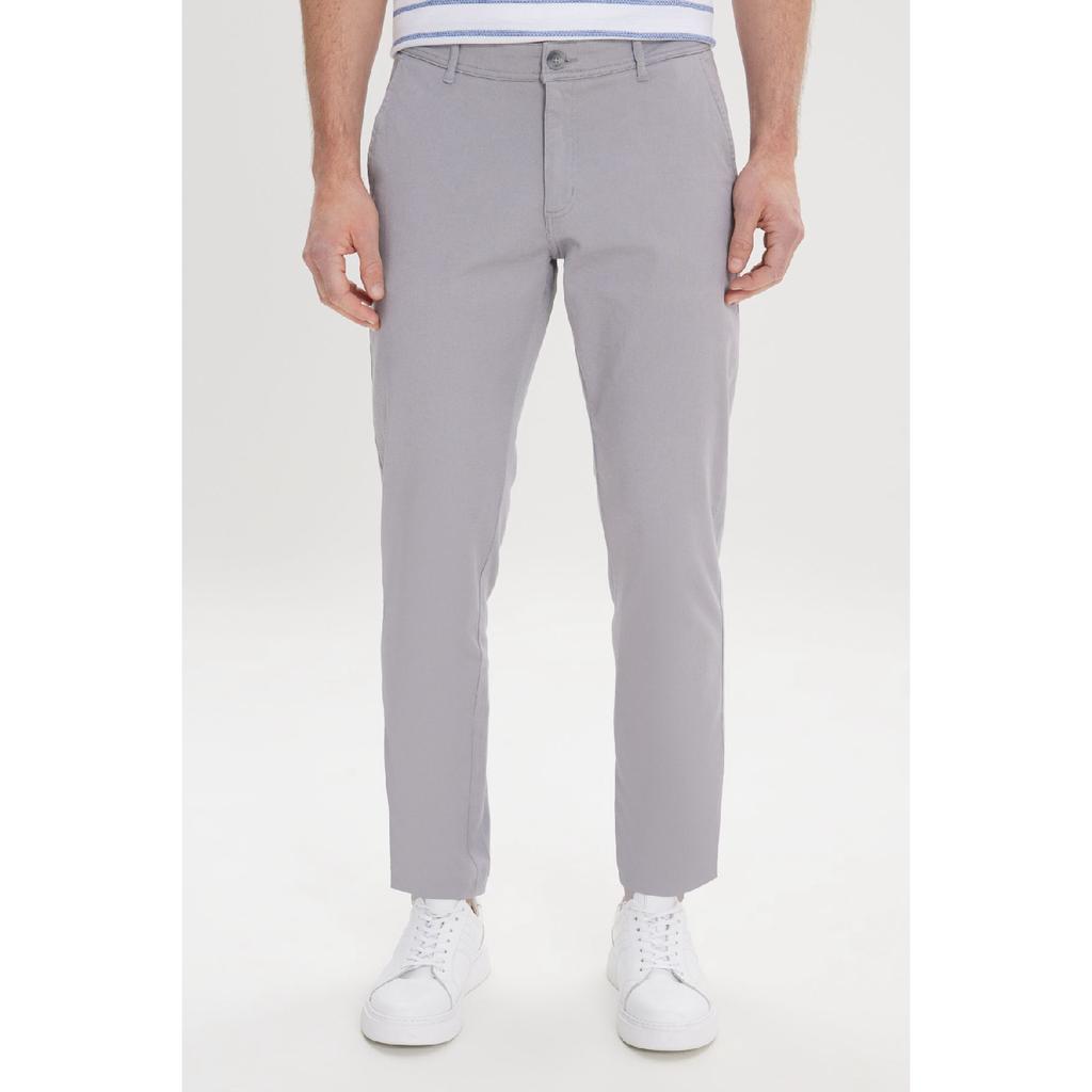 Calças Chino Slim Fit Masculinas de Lona Preta Slim Fit com Bolso Lateral