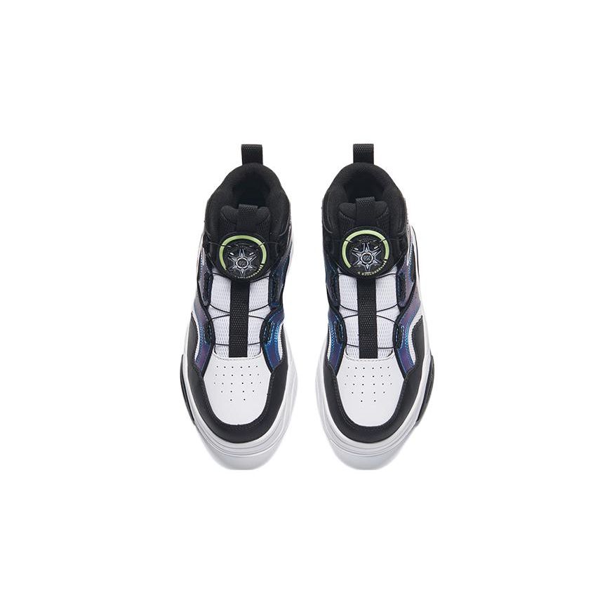 Anta Kids Round Head Knob Wear-Resistant Shock Absorption High-Top Skate Shoes Kids Skate Shoes Black Blue 312318008H-6