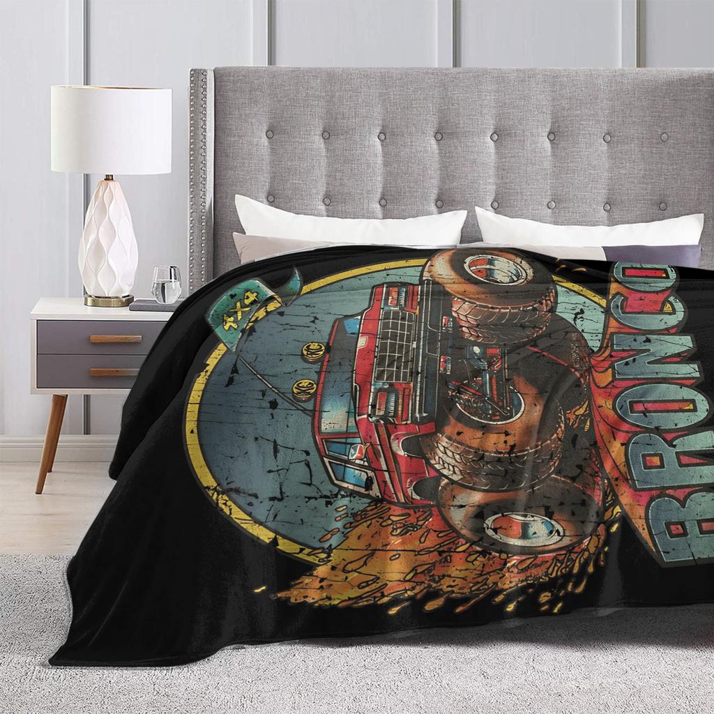 Monster Trucks Bronco 4x4 1978 Blanket Super Soft Novelty Plush Throw Girls Boys Home Decor Flannel Bedspread Bed Cover