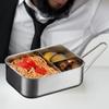 Lunch Box Stainless Steel Double Layers Stainless Steel Lunchbox With 3 Compartments Large Capacity Condiment Container Food