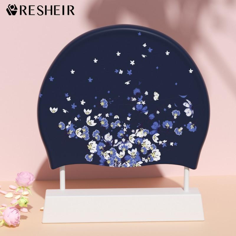 Swimming Cap Women Adult Waterproof Comfortable Enlarged Head Korean Fashion Printed Silicone