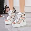 New Luxury Women's 11cm High Heel Sandals Summer Hollow Inner Height Increase Breathable Thick Bottom Slope Heel Fashion Sandals