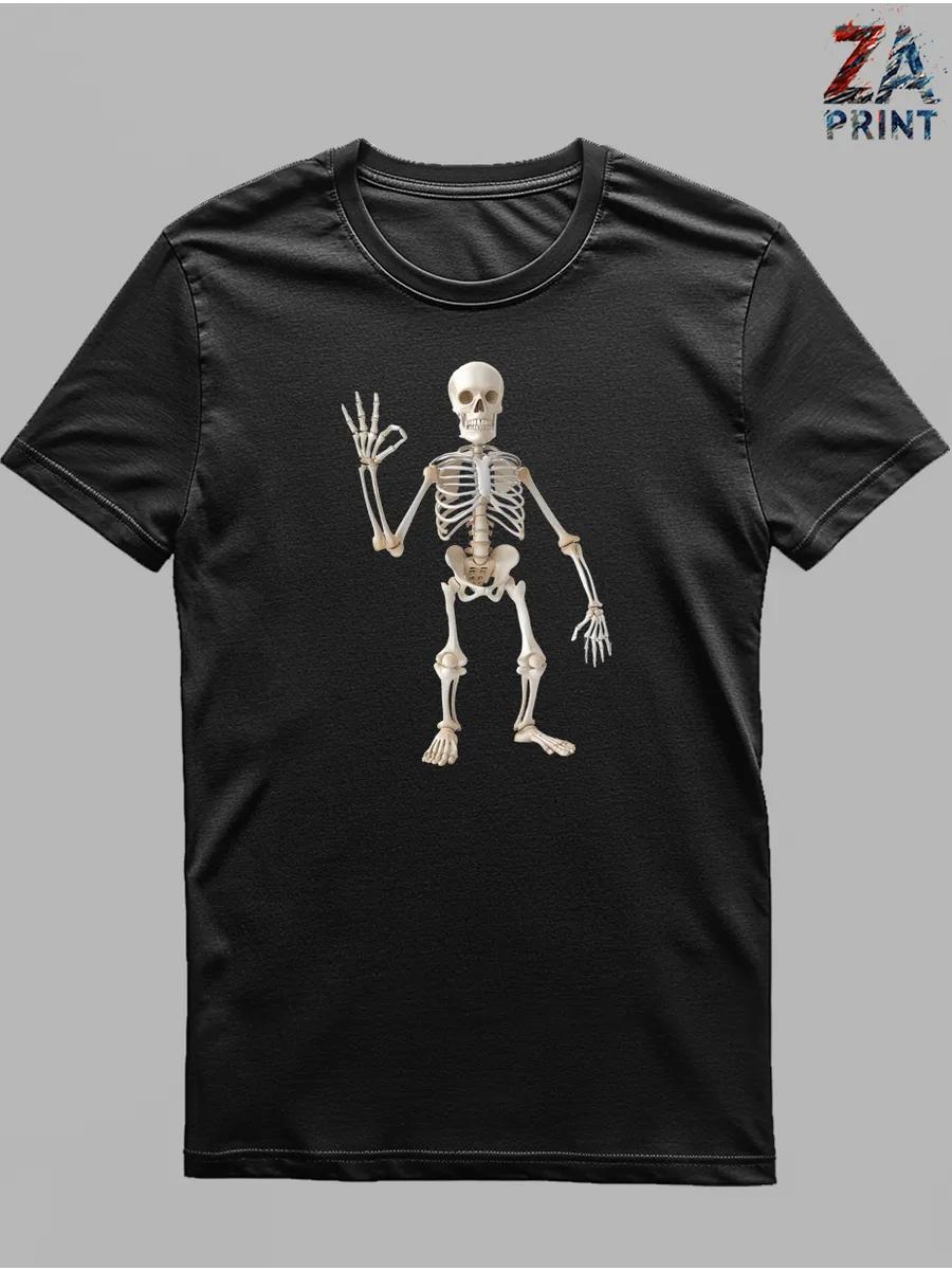 Футболка с принтом скелета M