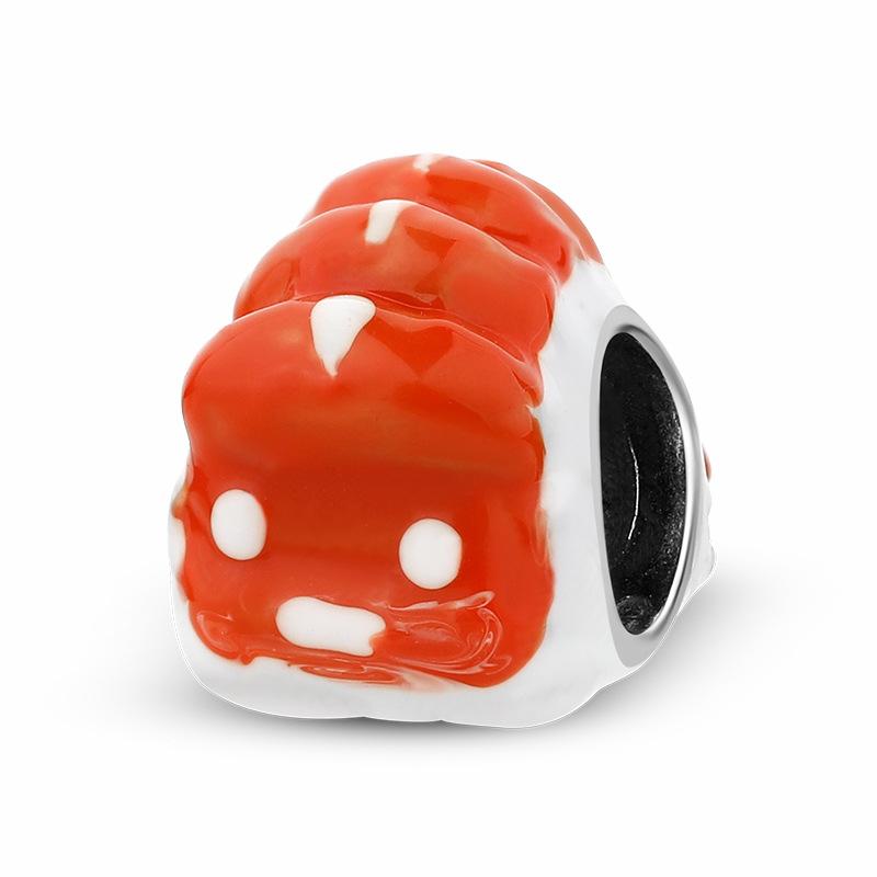 Creative Zephyr Beaded Shrimp Sushi 925 Sterling Silver Beaded Niche Design Color Epoxy Bracelet DIY Jewelry Accessories S925 sterling silver