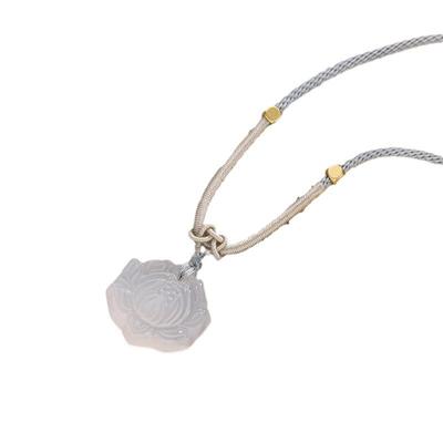 Chinese Style Beautiful Chalcedony Pretty Lotus Pendant Charm Amulet Female Necklaces For Women Jewelry Gifts