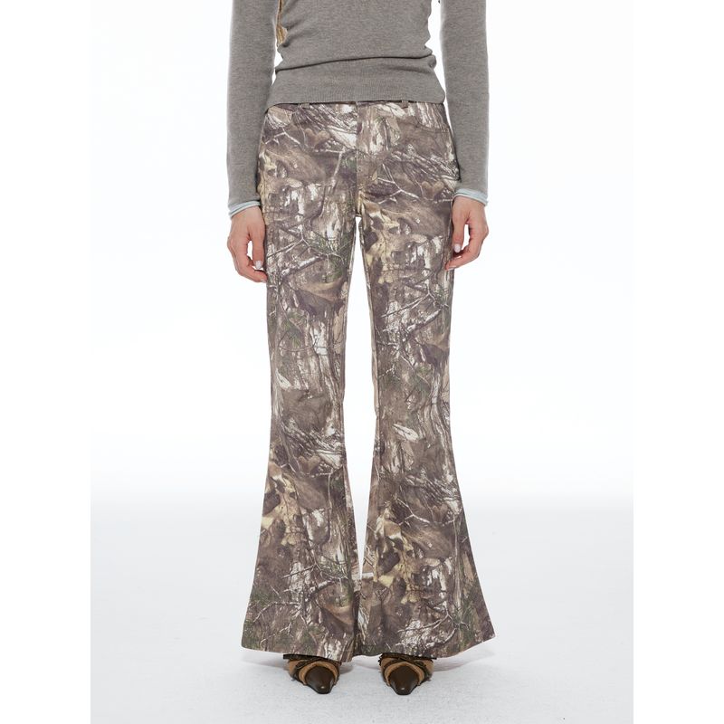 Live Camouflage Thelight Slightly Spicy Casual Camouflage Pants A- Line Slit Skirt Mountain Outdoor Fall and Winter New Arrival