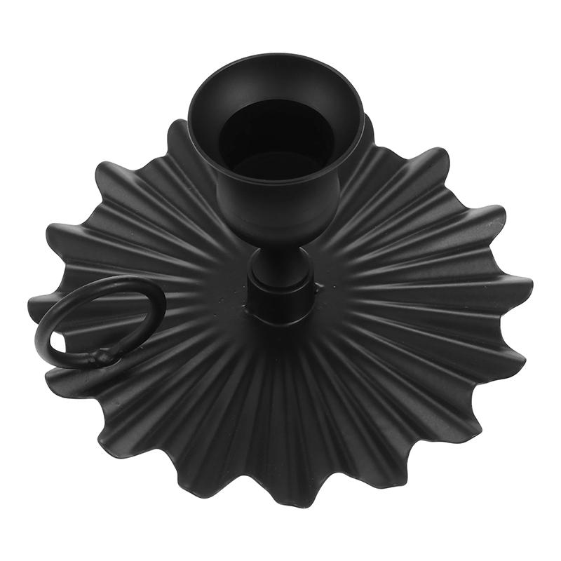 Retro Metal Candlestick European Style Wrought Iron Taper Candle Holder Stand With Handle For Desktop Decor