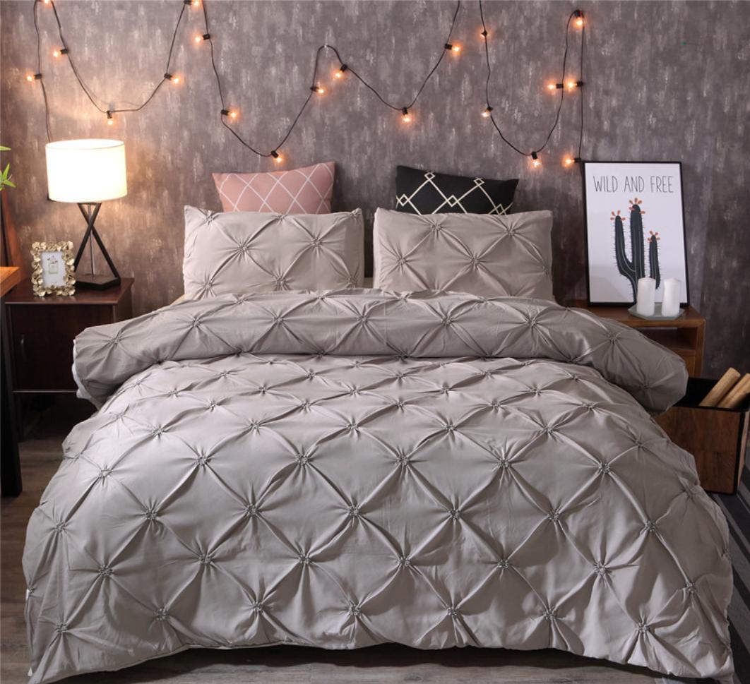 

3 предмета Двуспальный и односпальный комплект пододеяльника и простыни, комплекты одеял для кровати размера Queen&King, постельное белье с наволочками EU-Single135x200cm&set светло-серый