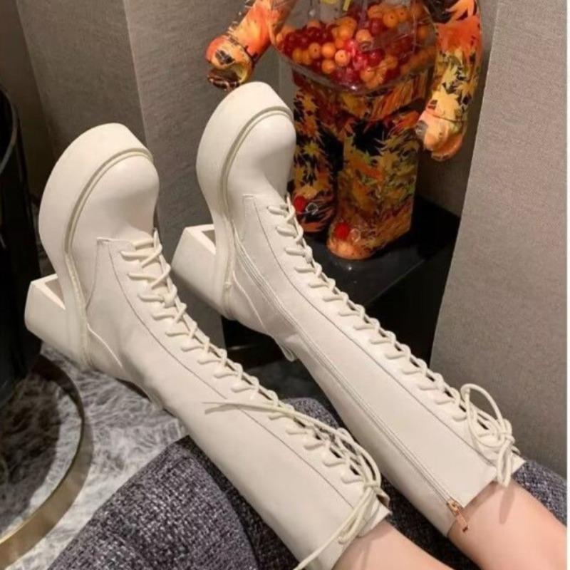 Fashion Woman Long Footwear High Heels Fashion Side Zipper Boots High Women Quality Luxury Sexy Thick Bottom High Heel Boots Botas Mujer