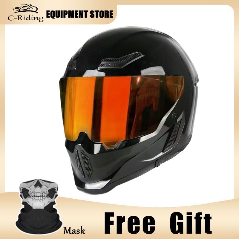 Flagship Store Selling Full Face Motorcycle Helmet DOT and ECE Certified with Silver Lenses Anti-Scratch for Man Woman Riding