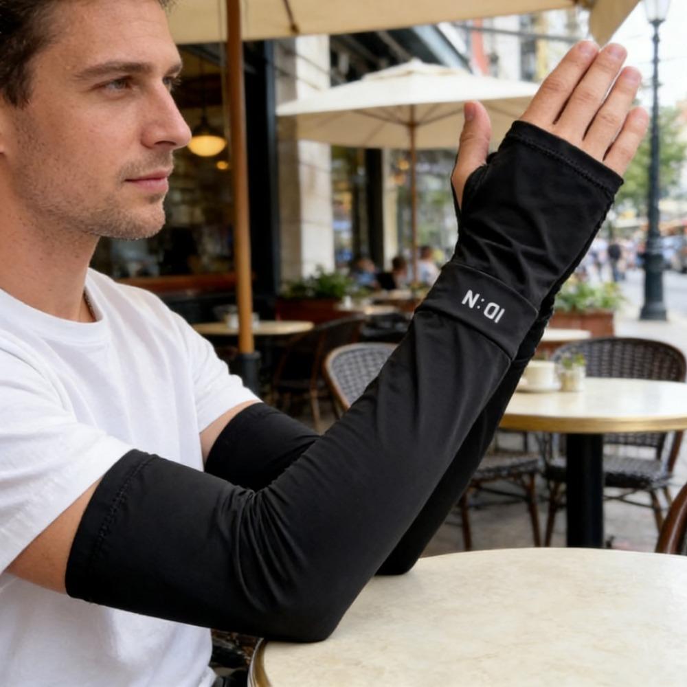Summer High Elastic Ice Silk Fingerless Arm Sleeves, Sun Protection for Riding Fishing