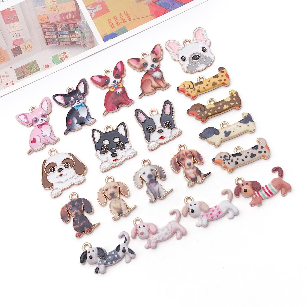 Cartoon Dog Pendants: Chihuahua, Corgi, Golden Retriever, French Bulldog, Dachshund Collars