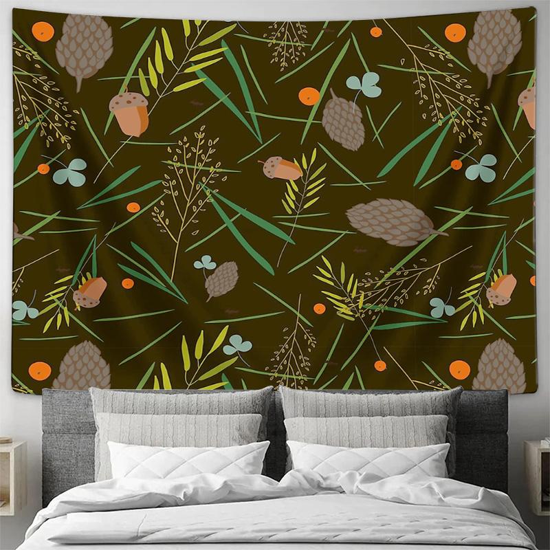 Boho Tapestry Wall Hanging Nature Aesthetic Room Decor Forest Landscape Wall Art Dorm Room Backdrop Tribal Pattern Textile Cotta