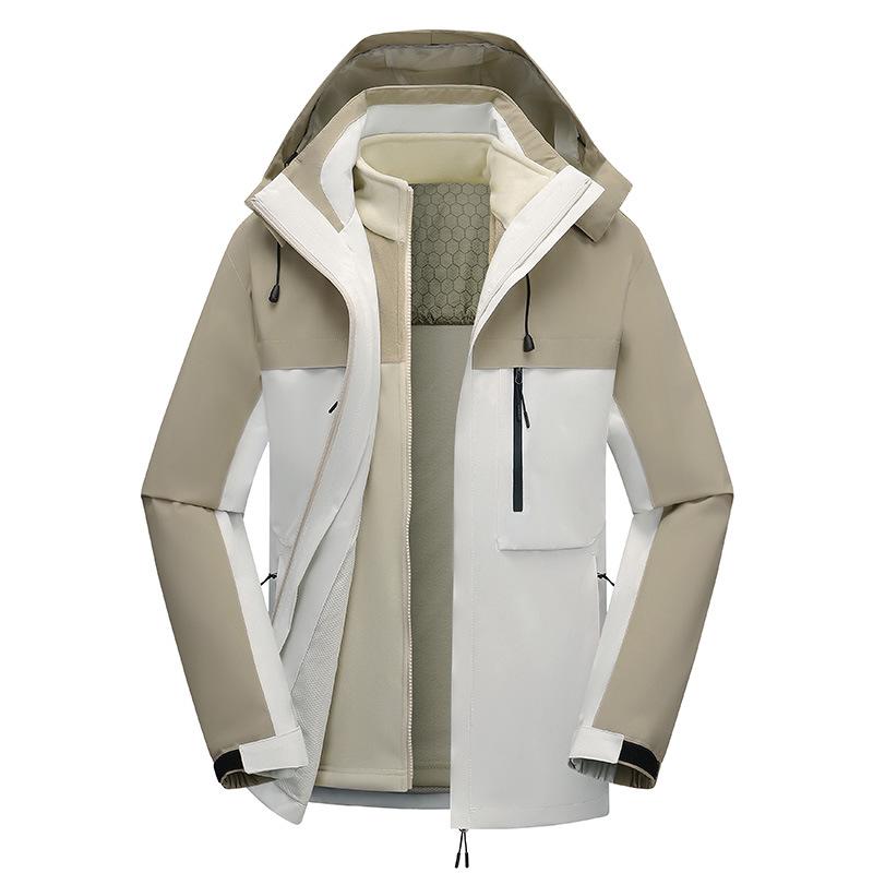 Personalized Windproof 3-in-1 Jacket: Solid Color, Custom Logo, Unisex Design, Thick Workwear