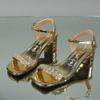 Large Size Women's Thick Heel High Heel One-word Buckle Sandals Summer New Gold Women's Shoes