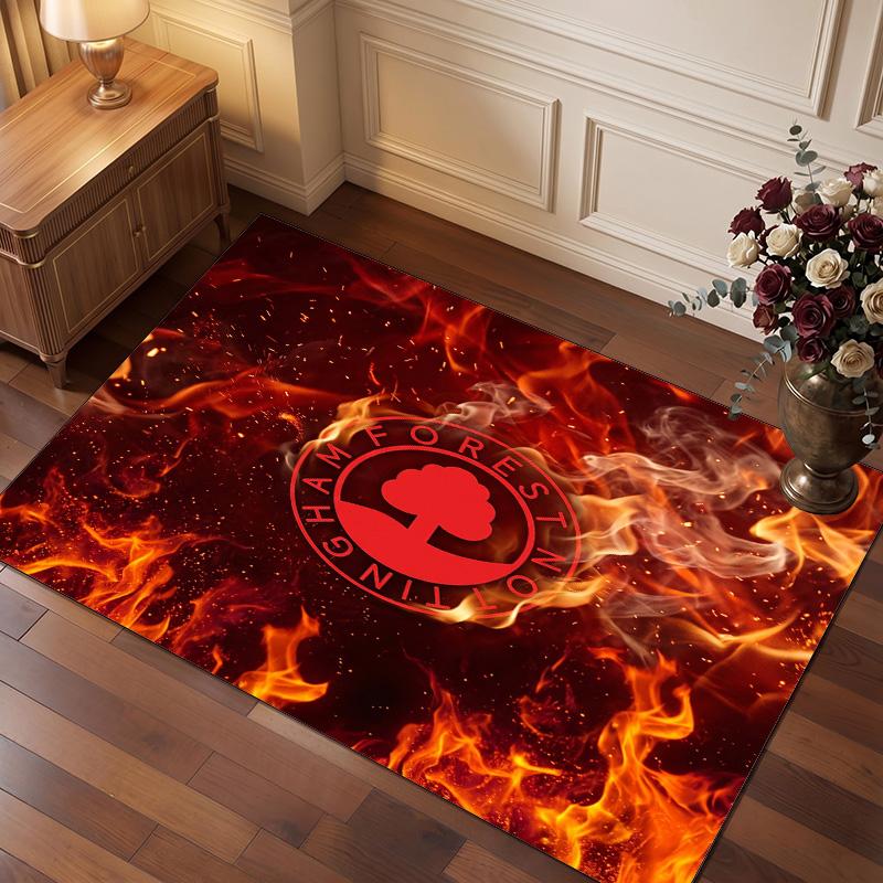 Nottingham Forest Football Print Crystal Velvet Rug, Comfortable Water Absorbent Non Slip Indoor Floor Carpet