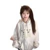 2025 Spring and Autumn Plush Patch Embroidered Hooded Sweater Women's American High Street Loose College Style Casual Jacket