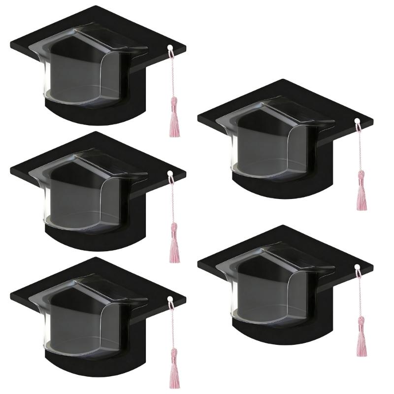 Pack Of 1/5/10/30 Graduation Cap Candy Cards With Plastic Dome And Tassels For Party Favors And School Celebration