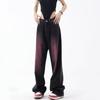Women's Autumn Plus Size Retro Graffiti Wide-Leg Denim Jeans