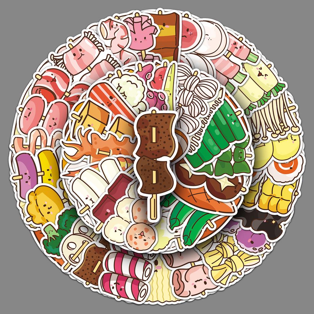 50 Spieße Graffiti-Aufkleber Cartoon Kreativ Kanto Kochen Essen Dekorativ Wasserbecher Guka Handyhülle Aufkleber