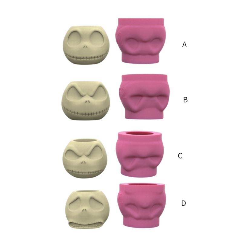 Versatile Silicone Mould for Skull Flower Pots Easy Demoulding Cement Planter Accessory for Enthusiasts Household