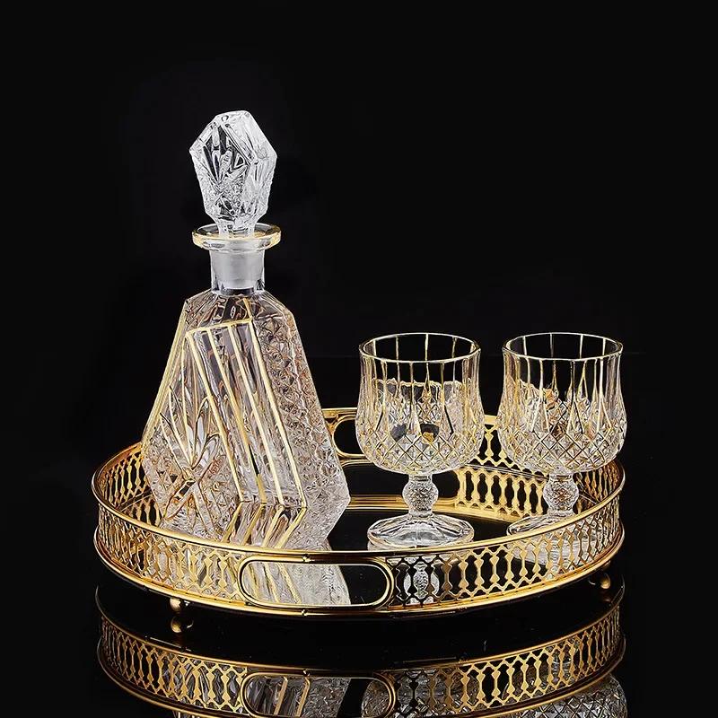 European Classical Crystal Glass Liquor Bottle Foreign Wine Glass Household Whiskey Glass Set Spirits Glass Wine Set