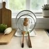 Pot Lid Organizer, with Drain Tray Double-Layer Card Slot, Cute Bunny Ears Shape Organizer, for Kitchen Pot Lids And Spatulas