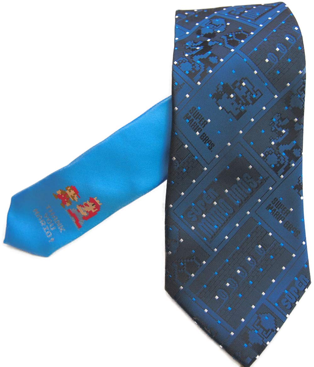 

[Shikisai no Mise] Super Mario Bros. Necktie, Cute Character Necktie Silhouette (Light Blue)