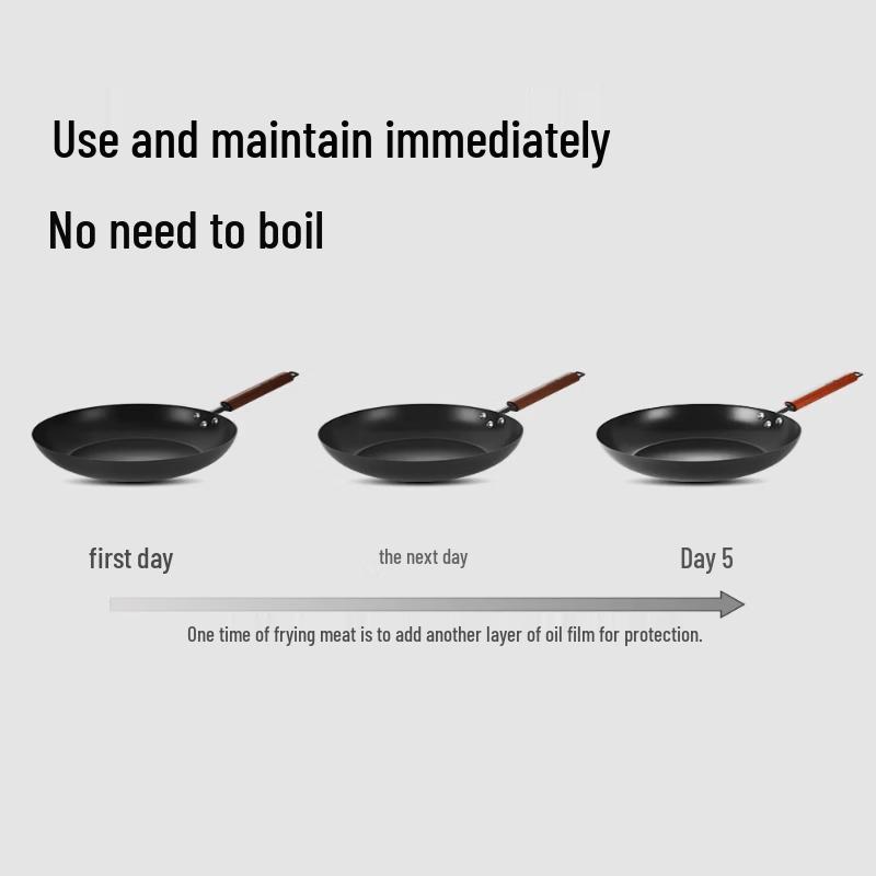 COOKER KING 28cm Pre-Seasoned Carbon Steel Frying Pan with Lid
