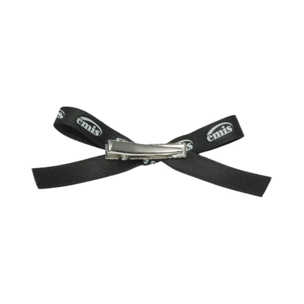 (W) Emis New Logo Ribbon Hair Clip Black