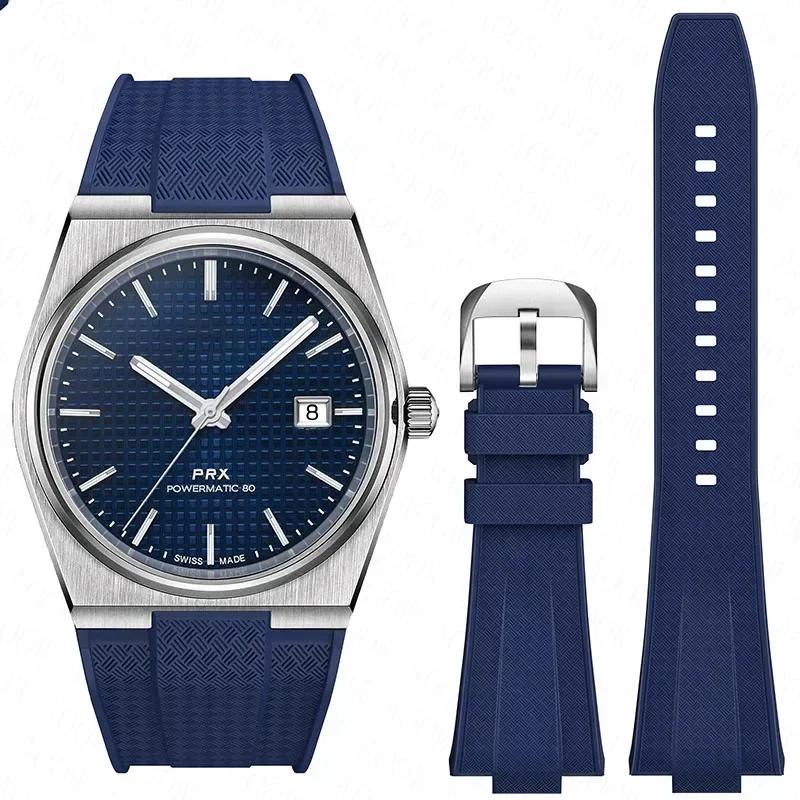 For Tissot PRX T137.407/T137.410 Quick Release Silicone Strap Super Player 40mm Men Convex Rubber Watch Band Bracelet 12mm