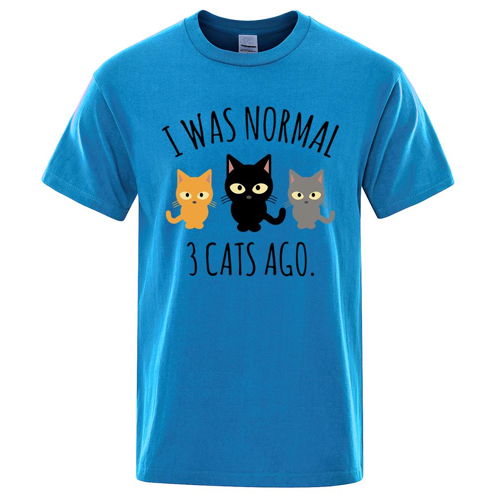 Ich war normal vor 3 Katzen Bedruckte Herren T-Shirts Normale Ärmel Kleidung Mode Atmungsaktive T-Shirts Herren Lässig Sommer T-Shirts