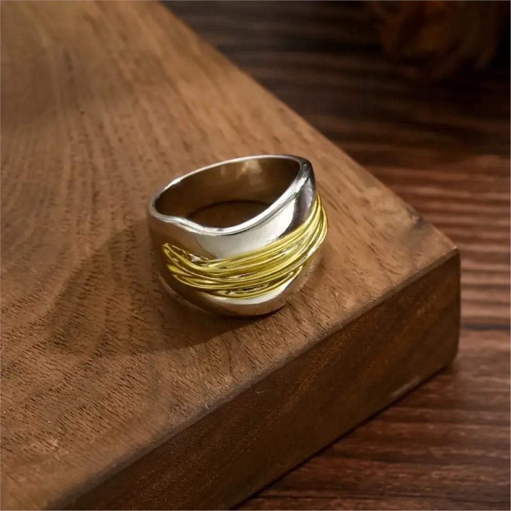 Vintage Creative Double Layer Engraved Line Entwined Ring for Women Niche Punk Multi-loop Rings Party jewelry Gifts