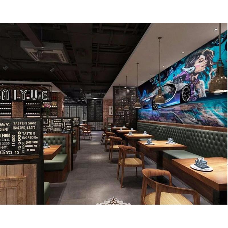 3d Wallpaper Street Graffiti Mural Sports Car Decoration Tv 3d Living Room Background Wall Paper