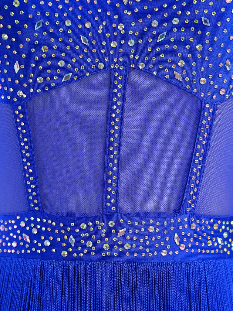 Women's Latin Dance Leotard Jazz Dance Top Sleeveless Fringe Sparkly Bodysuit Samba Salsa Dancewear