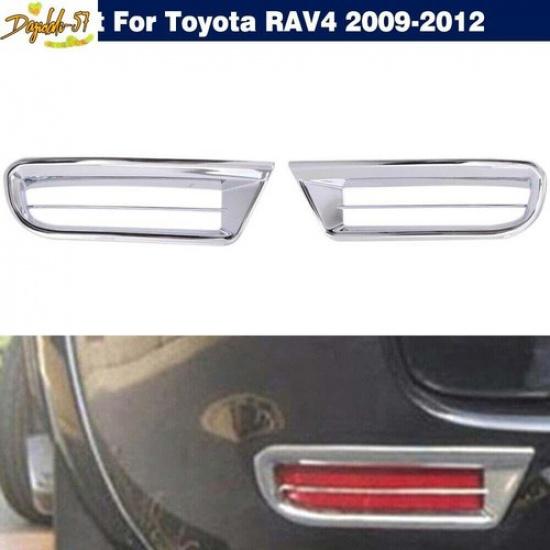 Chrome Rear Bumper Tail Fog Light Cover Trim Molding For Toyota RAV4 2009-2012
