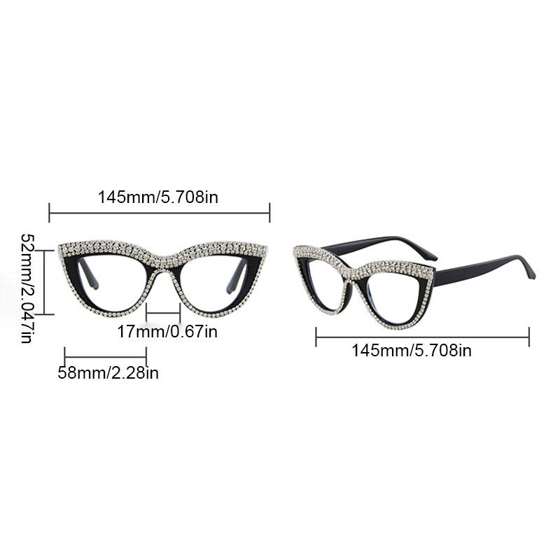 Men Anti Blue Light Far Sight Eyeglasses Cat Eye Diamond Studded Reading Glasses Women Presbyopia Glasses