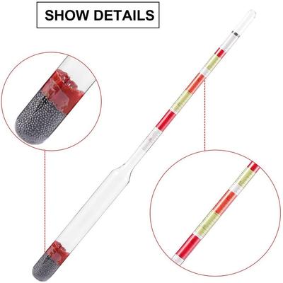 3 Scale Hydrometer Glass Alcohol Brix Meter 3 In 1 Densimeter for Wine Beer 255 X 15mm
