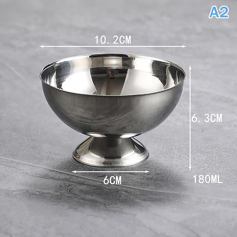 1pc Ice Cream Goblet Dessert Cup Stainless Steel Goblet Cup Ice Cream Dessert Salad Bowl Fruit Plate Snack Dish KTV Bar Supplies
