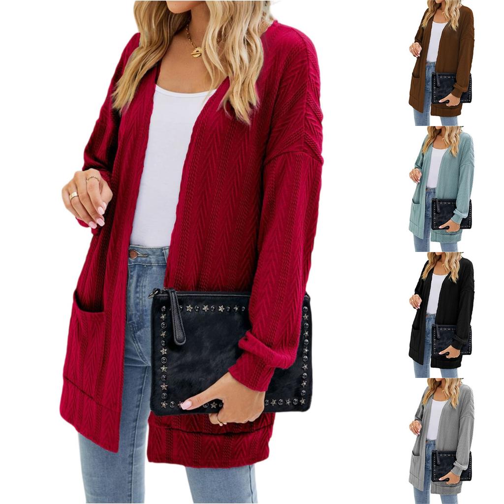 Women's Fashion Lightweight Long Casual Cardigan Double Side Pockets Front Open Loose Breathable Jacket