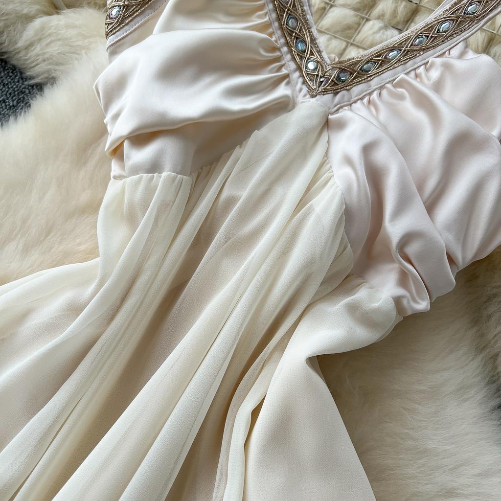 Summer Women V-neck Luxury Embroidery Long Maxi Evening Party Dresses