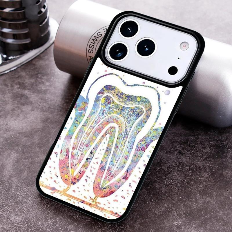 Dentist Tooth Pattern Phone Case For iPhone 17 16 15 14 13 12 11 Pro Max Plus 17Air Soft Silicone Cover
