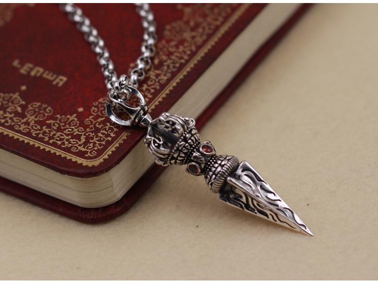 Ethnic Vajra Pendant Necklace, Thai Silver, S925 Sterling, Unisex Jewelry Charm