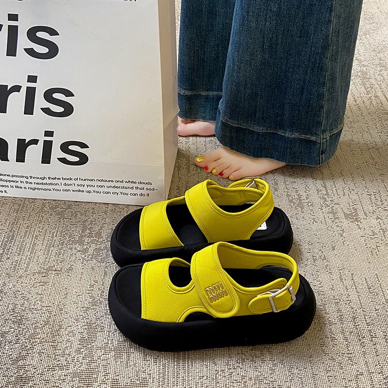 Velcro Thick-soled Heightening Sports Sandals Women's 2025 Summer New Models Step On Shit Feeling with Skirt Beach Sandals